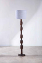 Pillar Floor Lamp with Solid Drum Lampshade (Blue)