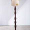Pillar Floor Lamp with Temple Palms Drum Lampshade (Grey)