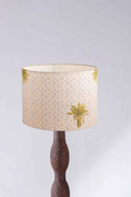 Lighting Bundle Pillar Floor Lamp with Temple Palms Drum Lampshade (Grey)