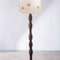 Pillar Floor Lamp with Temple Palms Drum Lampshade (Grey)