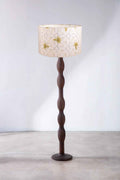 Lighting Bundle Pillar Floor Lamp with Temple Palms Drum Lampshade (Grey)
