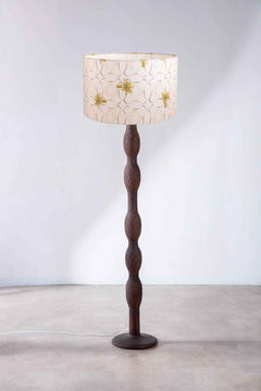 Lighting Bundle Pillar Floor Lamp with Temple Palms Drum Lampshade (Grey)