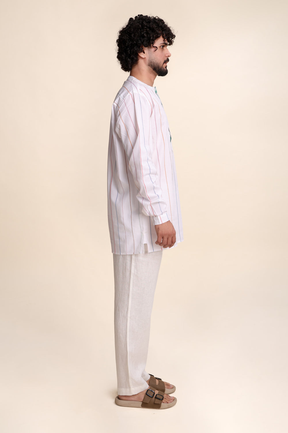 Kurta Pin Stripes Short Kurta (Coastal Blue)