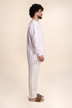 Kurta Pin Stripes Short Kurta (Coastal Blue)