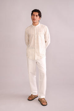 SHIRTS Pixel Nehru Shirt (Ecru)