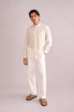 SHIRTS Pixel Nehru Shirt (Ecru)