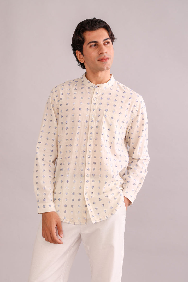 SHIRTS Pixel Nehru Shirt (Ecru)