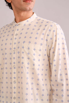 SHIRTS Pixel Nehru Shirt (Ecru)
