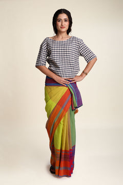 TOPS Plane Checks Bihu Blouse (Mystery Blue)