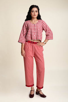 BOTTOMS Plane Checks Sundance Pants (Caramine Rose)