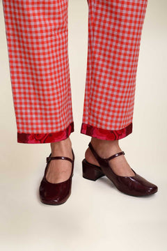 BOTTOMS Plane Checks Sundance Pants (Caramine Rose)