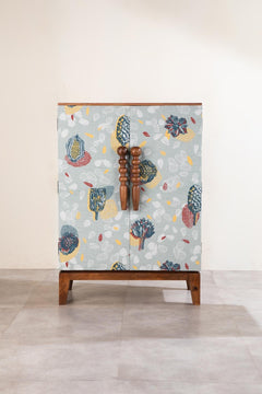 Upholstered Bundle Pod Upholstered Cabinet in Elae Grey Fabric