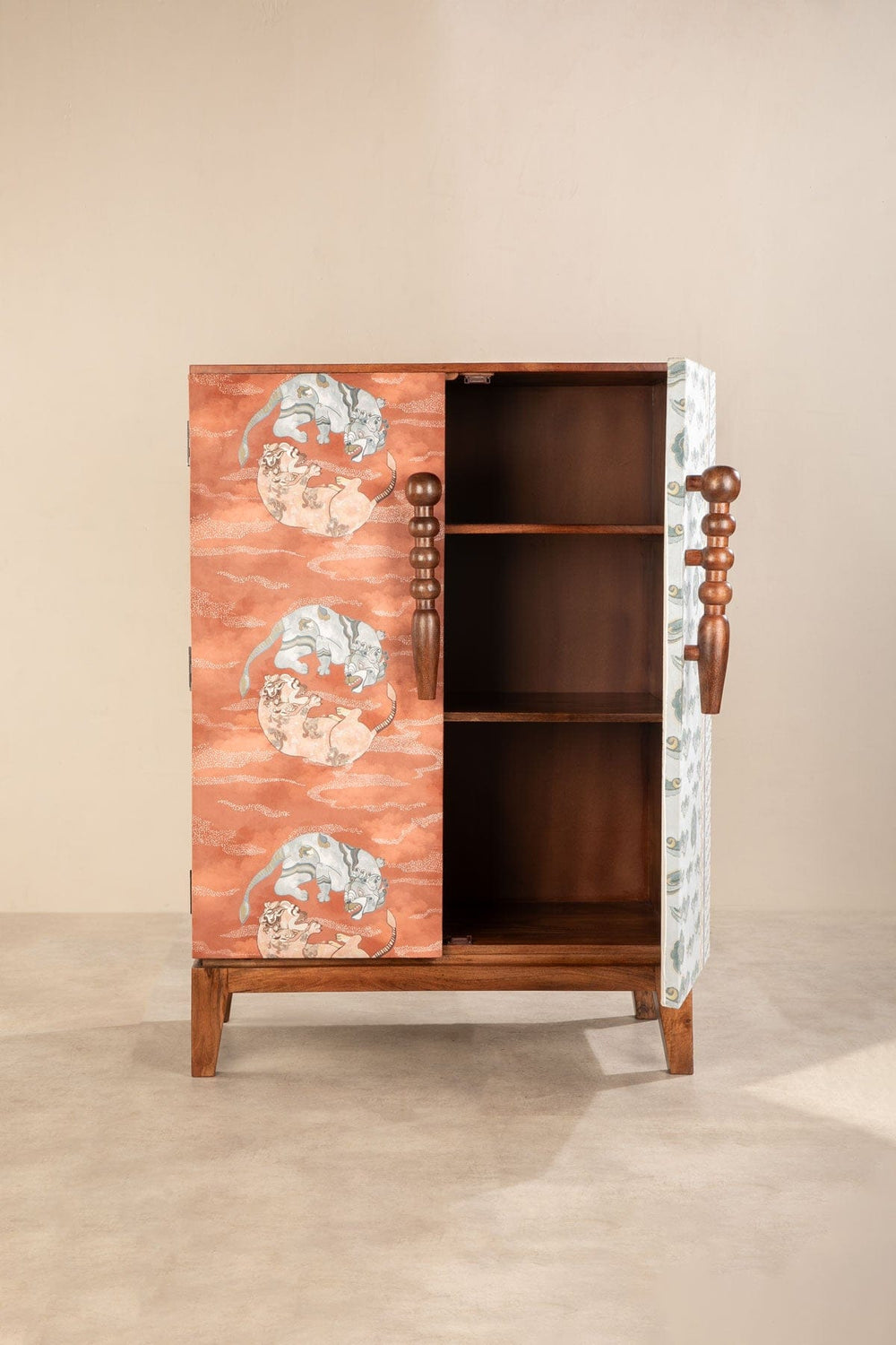 Upholstered Bundle Pod Upholstered Cabinet in Dance of the Yalis Fabric
