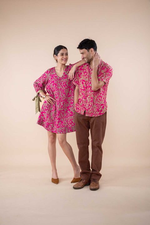PUZZLE TREE A LINE DRESS MERLOT PINK