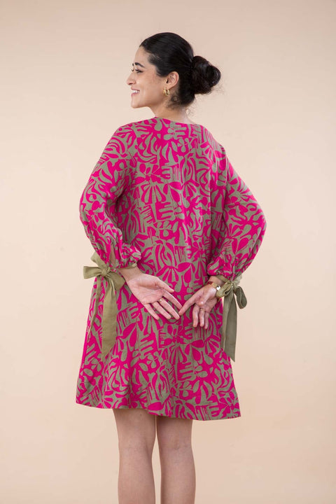 PUZZLE TREE A LINE DRESS MERLOT PINK