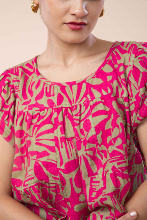 PUZZLE TREE CROP TOP  MERLOT PINK