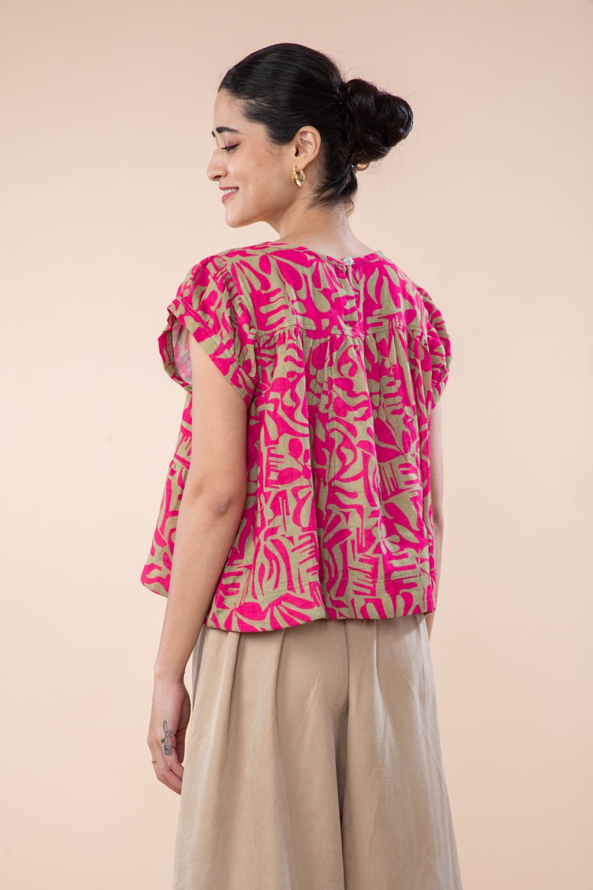 PUZZLE TREE CROP TOP  MERLOT PINK