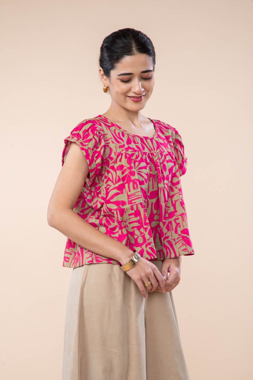 PUZZLE TREE CROP TOP  MERLOT PINK