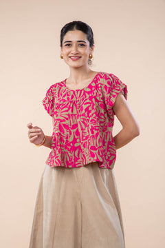 PUZZLE TREE CROP TOP  MERLOT PINK