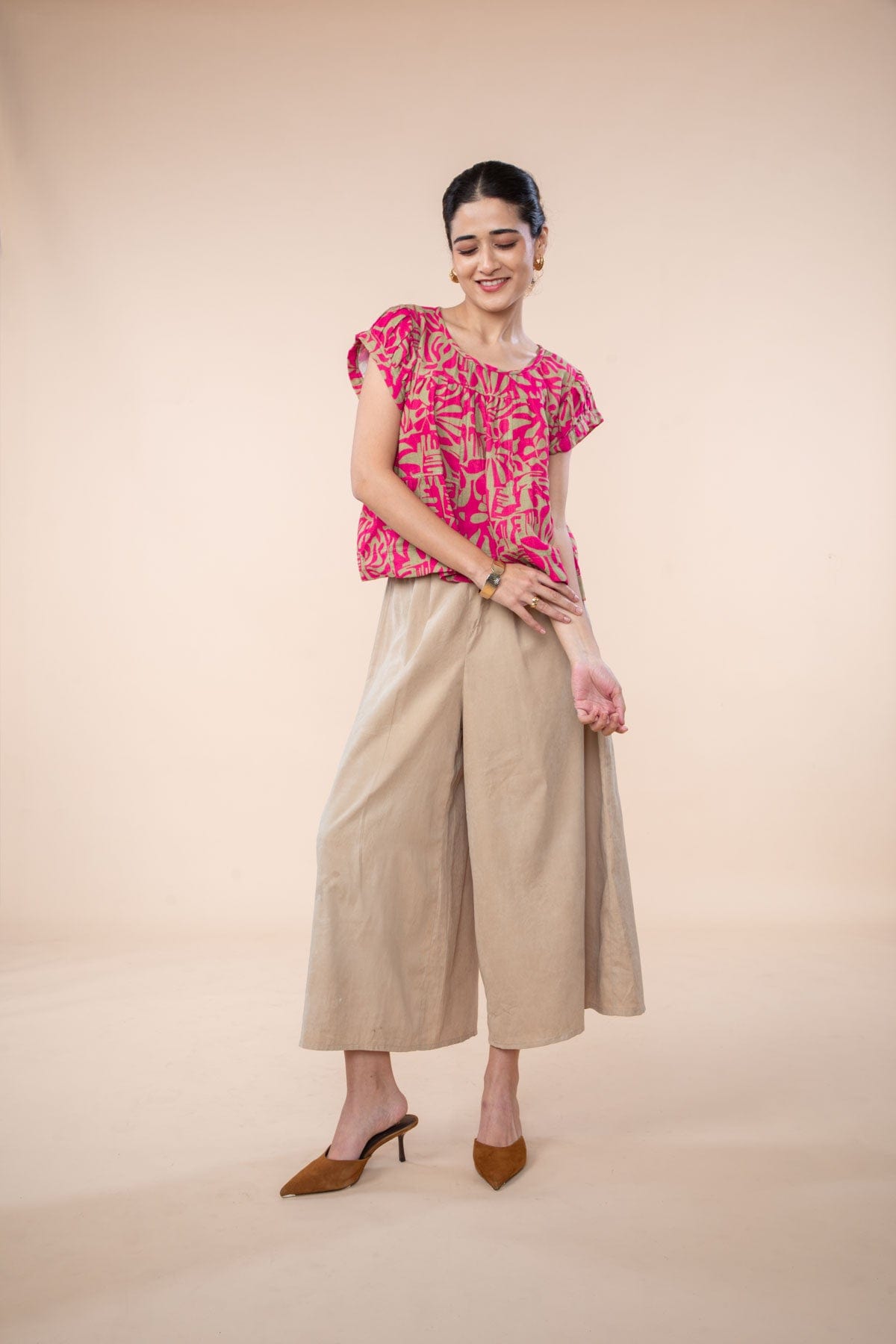 PUZZLE TREE CROP TOP  MERLOT PINK
