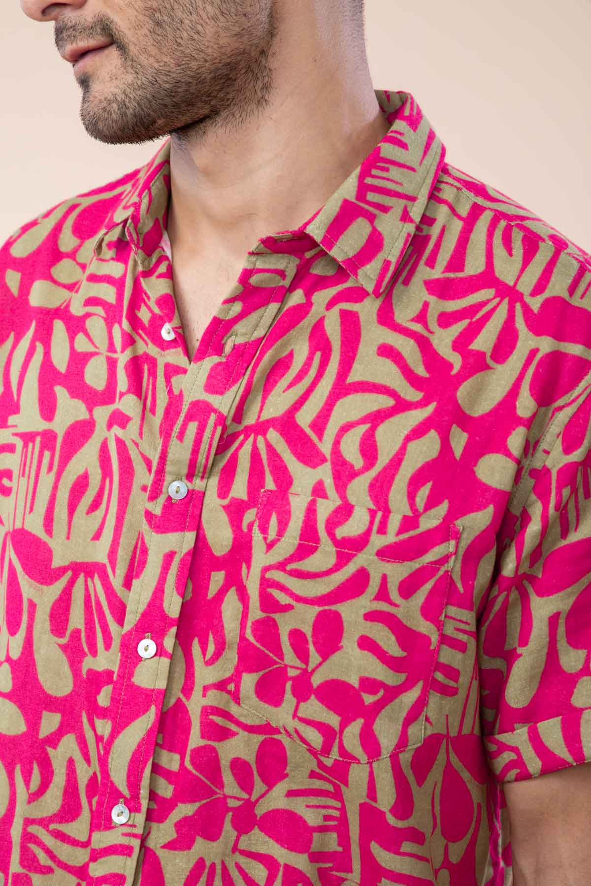 PUZZLE TREE RESORT SHIRT  MERLOT PINK