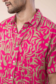 PUZZLE TREE RESORT SHIRT  MERLOT PINK