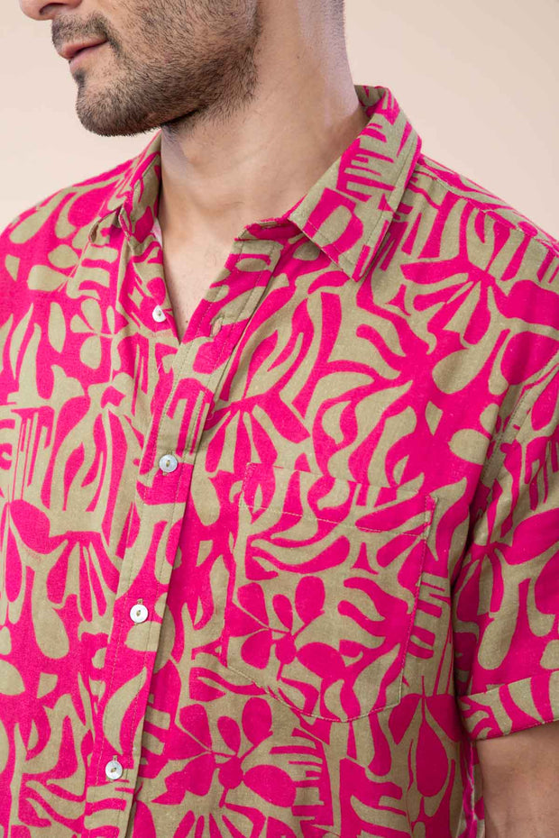 PUZZLE TREE RESORT SHIRT  MERLOT PINK