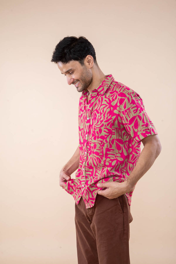 Puzzle Tree Resort Shirt (Merlot Pink)