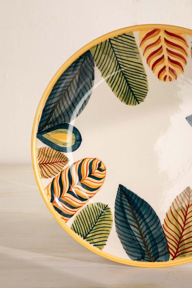 QUEMON RICE PLATTER LEAF GREEN