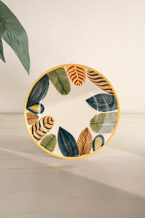 QUEMON RICE PLATTER LEAF GREEN