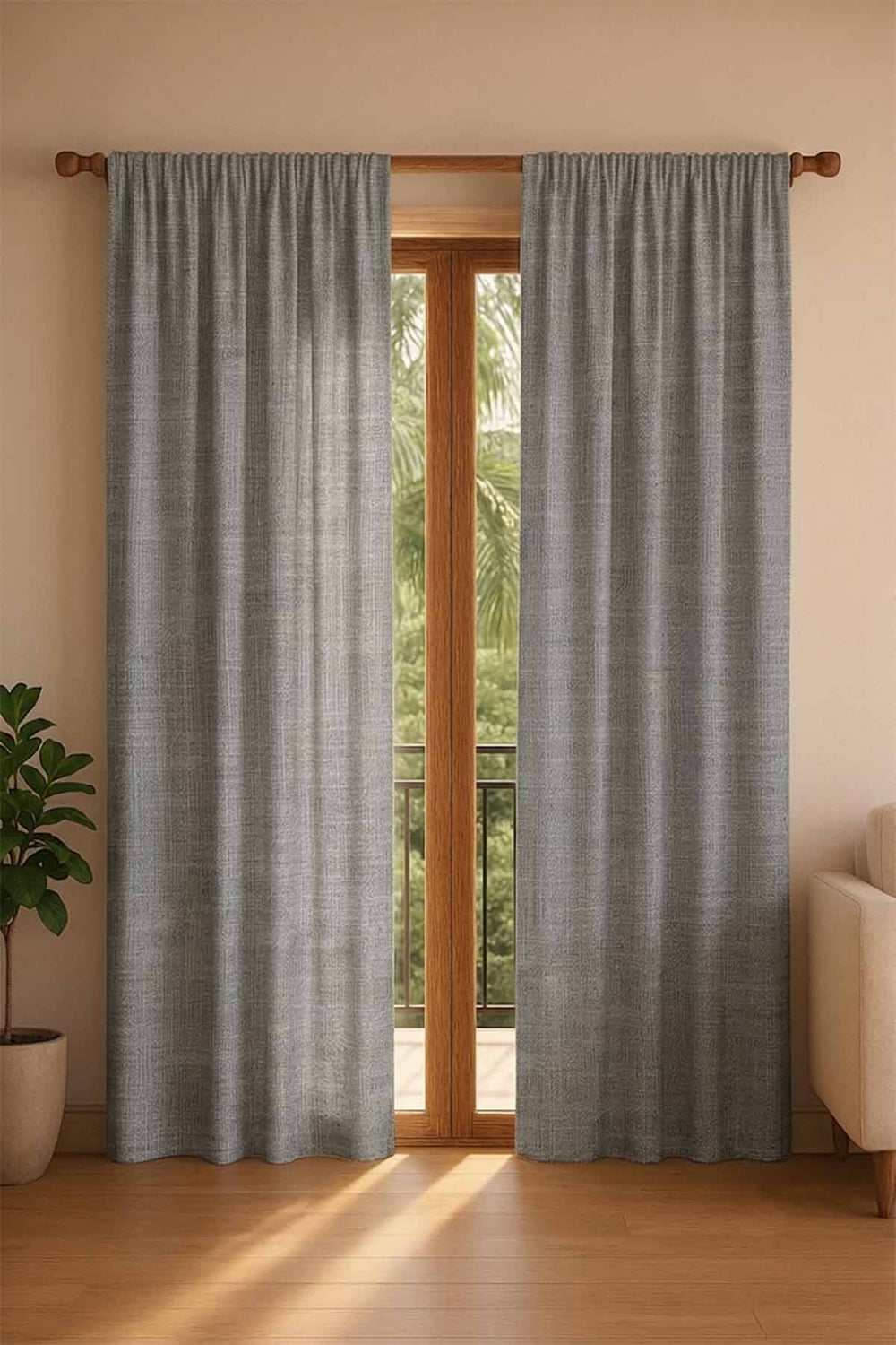 Raffia Ecru Woven Heavy Fabric And Curtains