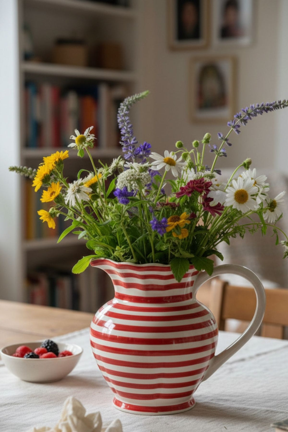 JUGS & CARAFES Striper Red Ceramic Water Jug