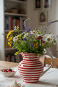 JUGS & CARAFES Striper Red Ceramic Water Jug