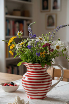 JUGS & CARAFES Striper Red Ceramic Water Jug
