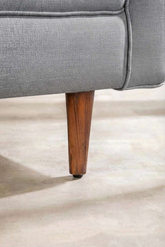 Upholstered Bundle Retro Button Down Sofa in Raffia Misty Grey Fabric