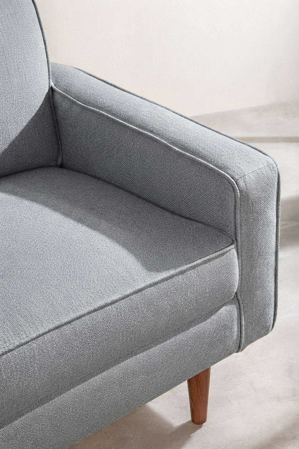 Upholstered Bundle Retro Button Down Sofa in Raffia Misty Grey Fabric