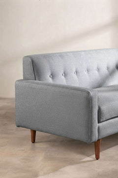 Upholstered Bundle Retro Button Down Sofa in Raffia Misty Grey Fabric