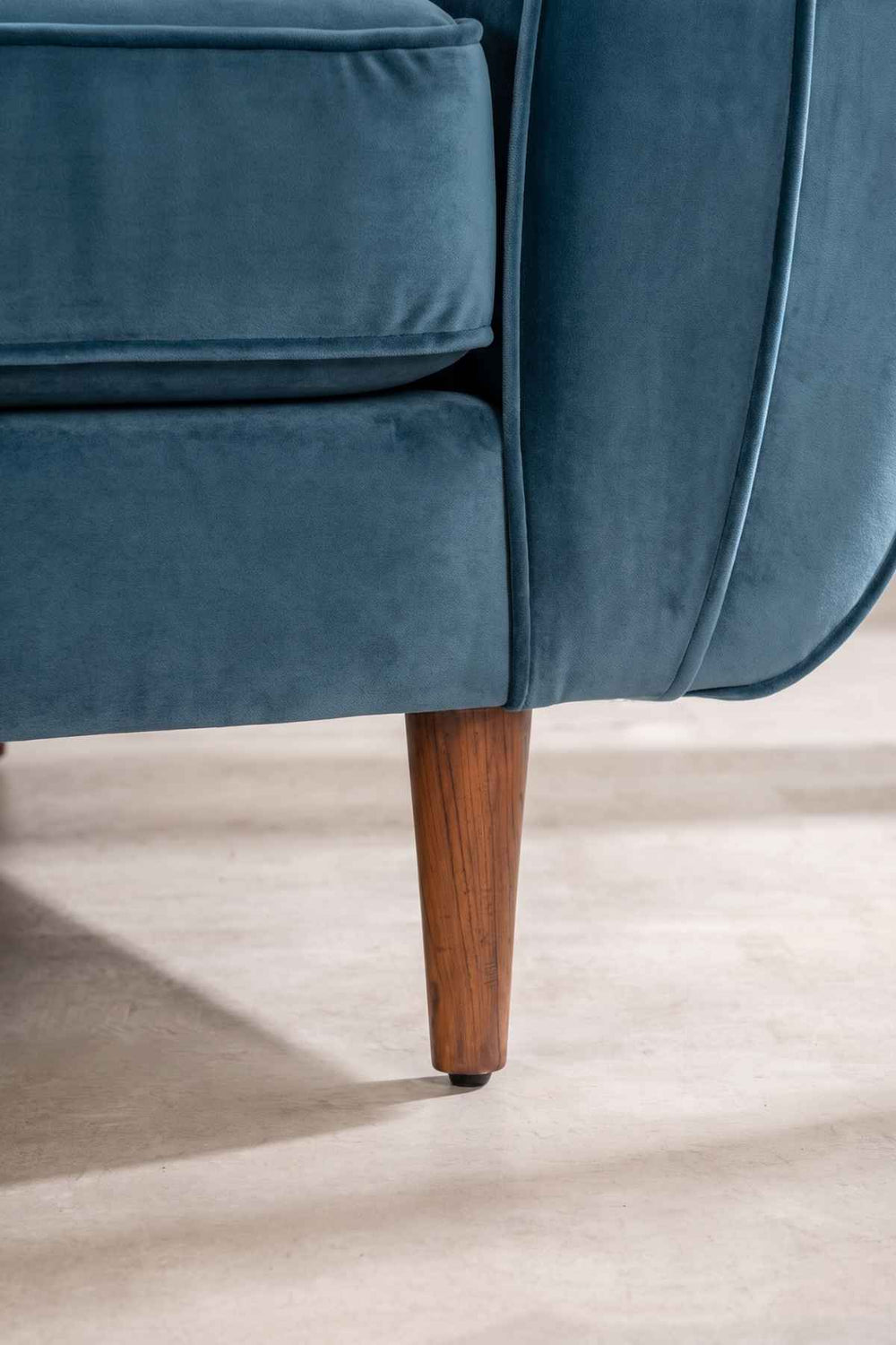 Upholstered Bundle Retro Button Down Sofa in Indigo Velvet Fabric