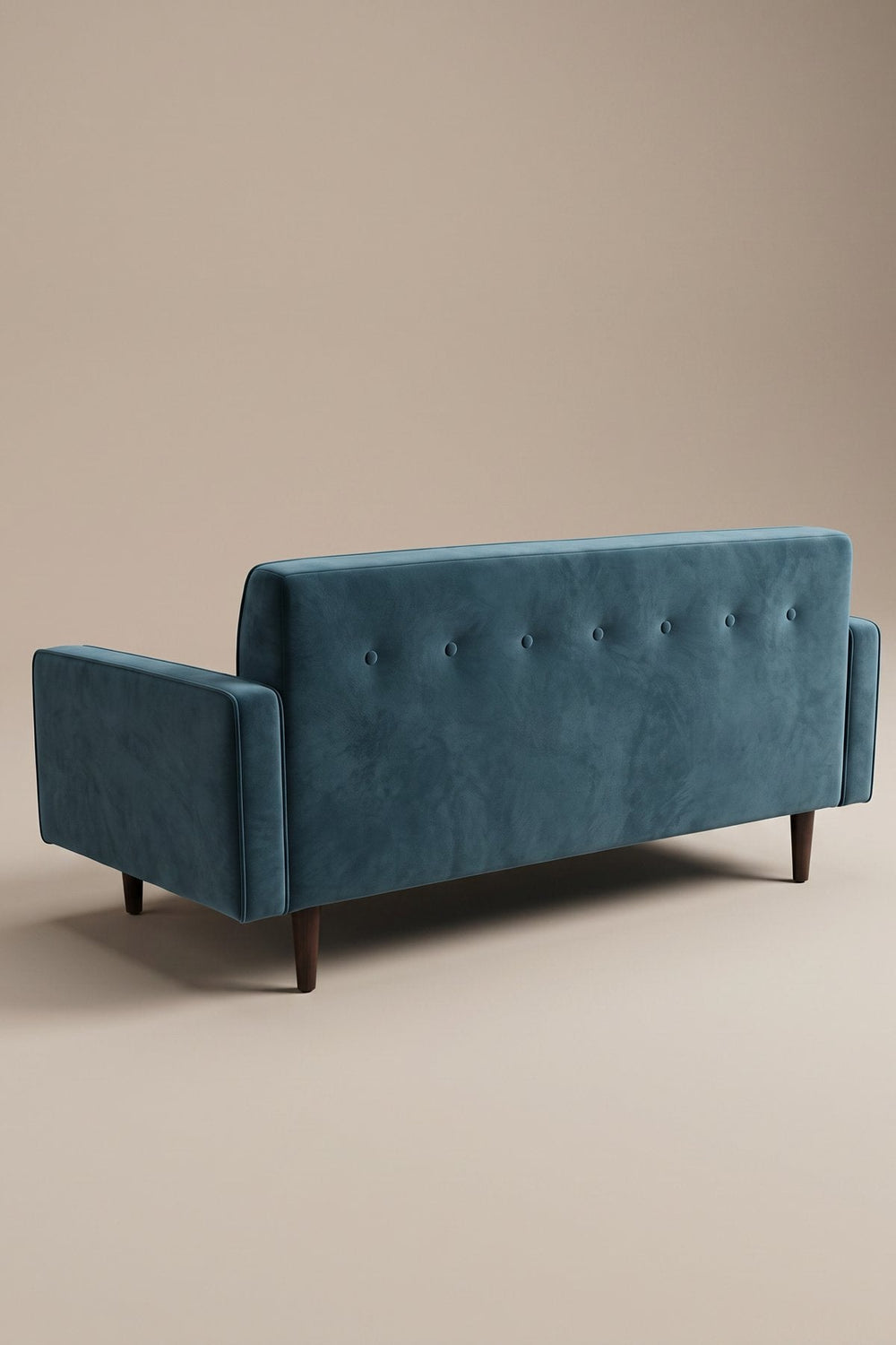 Upholstered Bundle Retro Button Down Sofa in Indigo Velvet Fabric