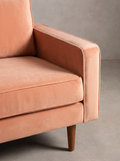 Upholstered Bundle Retro Button Down Sofa in Peach Velvet Fabric