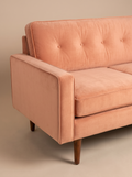 Upholstered Bundle Retro Button Down Sofa in Peach Velvet Fabric