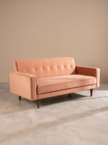Upholstered Bundle Retro Button Down Sofa in Peach Velvet Fabric