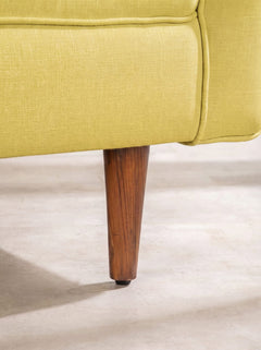 Upholstered Bundle Retro Button Down Sofa in Raffia Lime Fabric