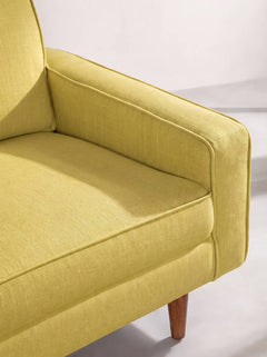 Upholstered Bundle Retro Button Down Sofa in Raffia Lime Fabric