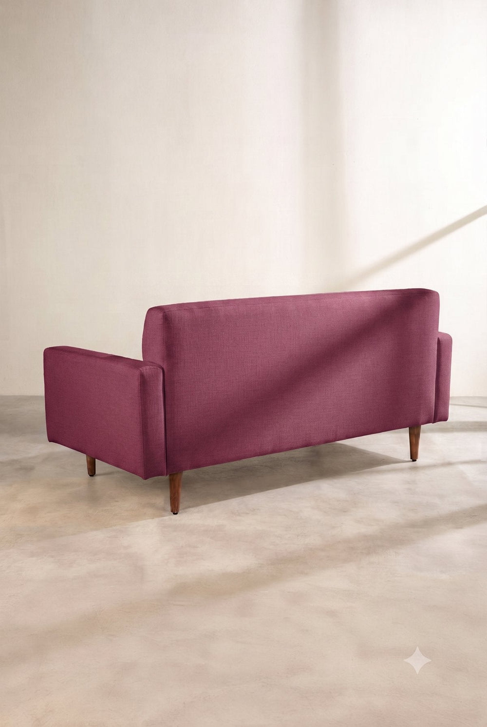 Upholstered Bundle Retro Button Down Sofa in Raffia Plum Red Fabric