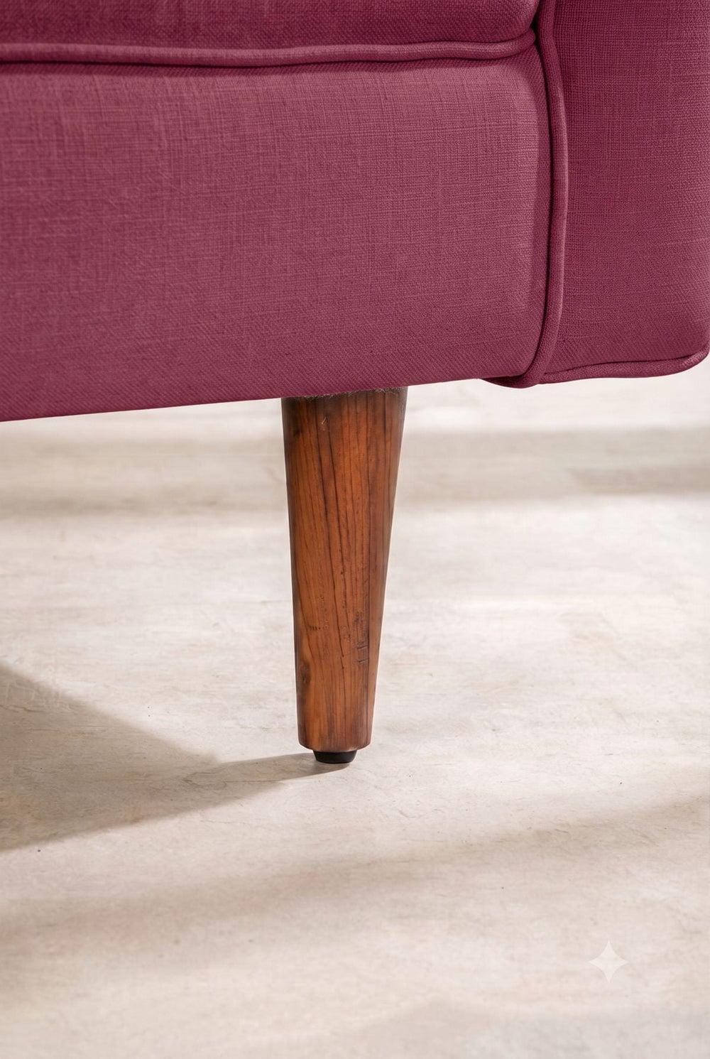 Upholstered Bundle Retro Button Down Sofa in Raffia Plum Red Fabric