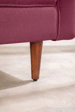 Upholstered Bundle Retro Button Down Sofa in Raffia Plum Red Fabric