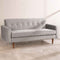 Retro Button Down Sofa in Silver Velvet Fabric