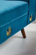 Upholstered Bundle Retro Chaise Sofa in Indigo Velvet Fabric