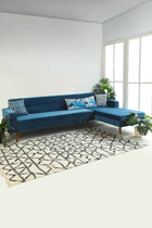 Retro Chaise Sofa in Indigo Velvet Fabric